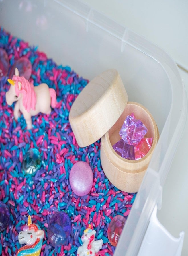 Sensory-N-Stuff Unicorn Sensory Bin Kit for Kids - Pink, Purple & Blue Rice, Unicorn Figurines & Charms, Crystals & Wooden Tools - Includes Clear Storage Bin - Image 3